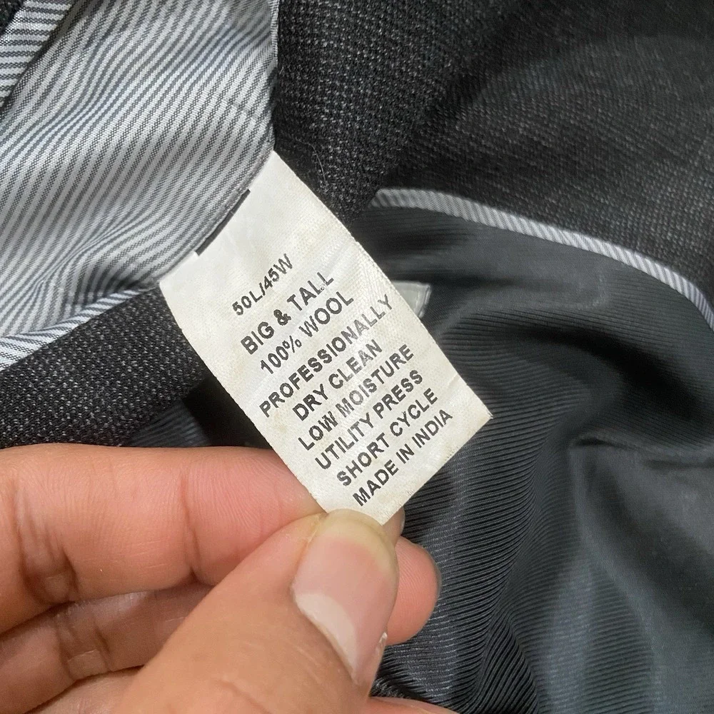 Jos A Bank‎ Charcoal Gray BIG & TALL 100% Wool Twill Blazer Sport Coat 50L/45W